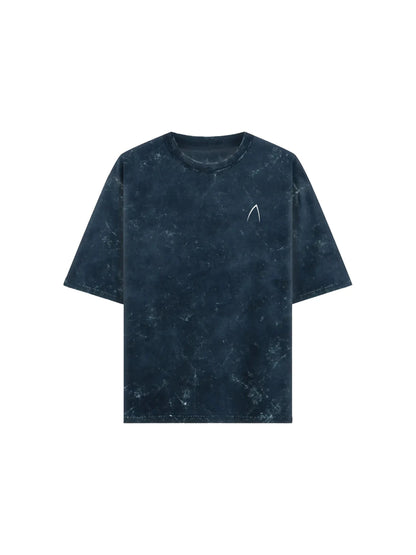 Arya Navy Blue Oversized Zodiac Sagittarius Print Half Sleeve Cotton T-Shirt