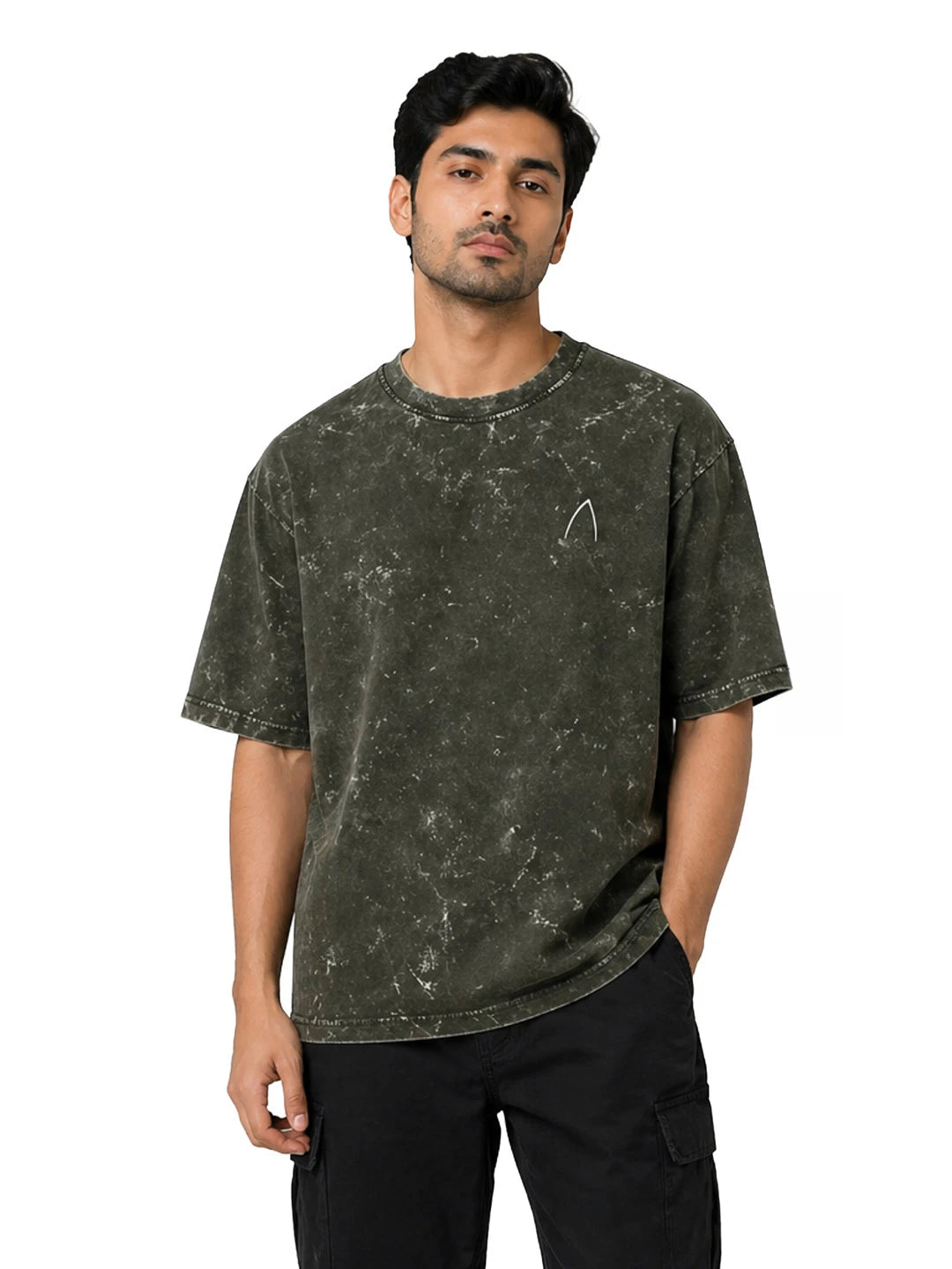 Arya Olive Green Oversized Zodiac Sagittarius Print Half Sleeve Cotton T-Shirt