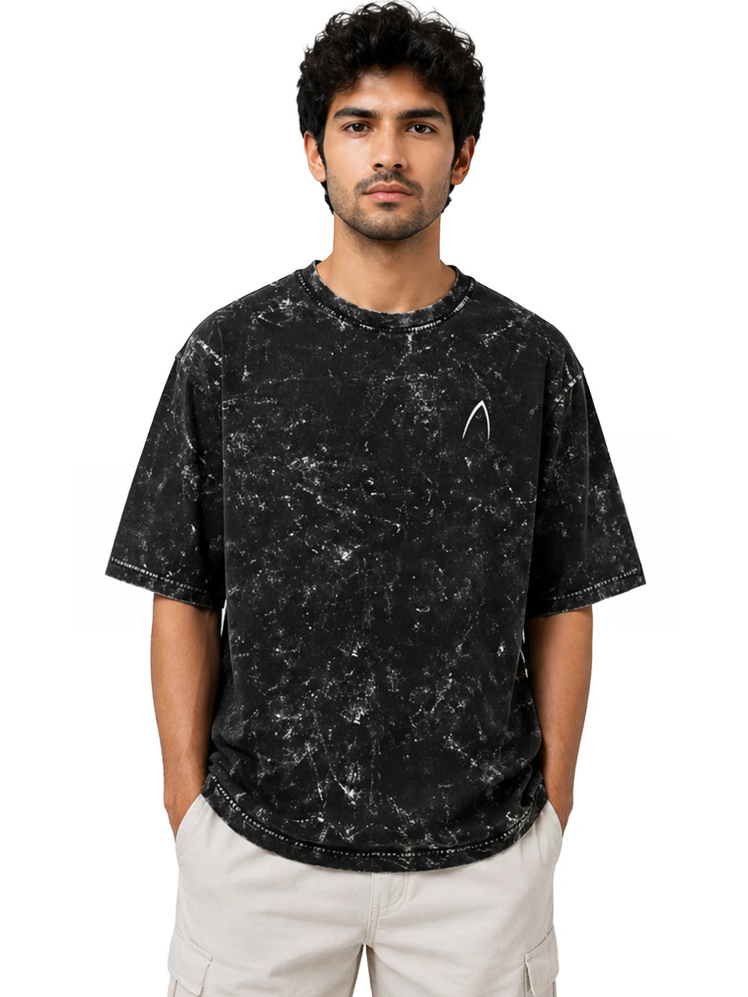 Arya Black Oversized Zodiac Scorpio Print Half Sleeve Cotton T-Shirt