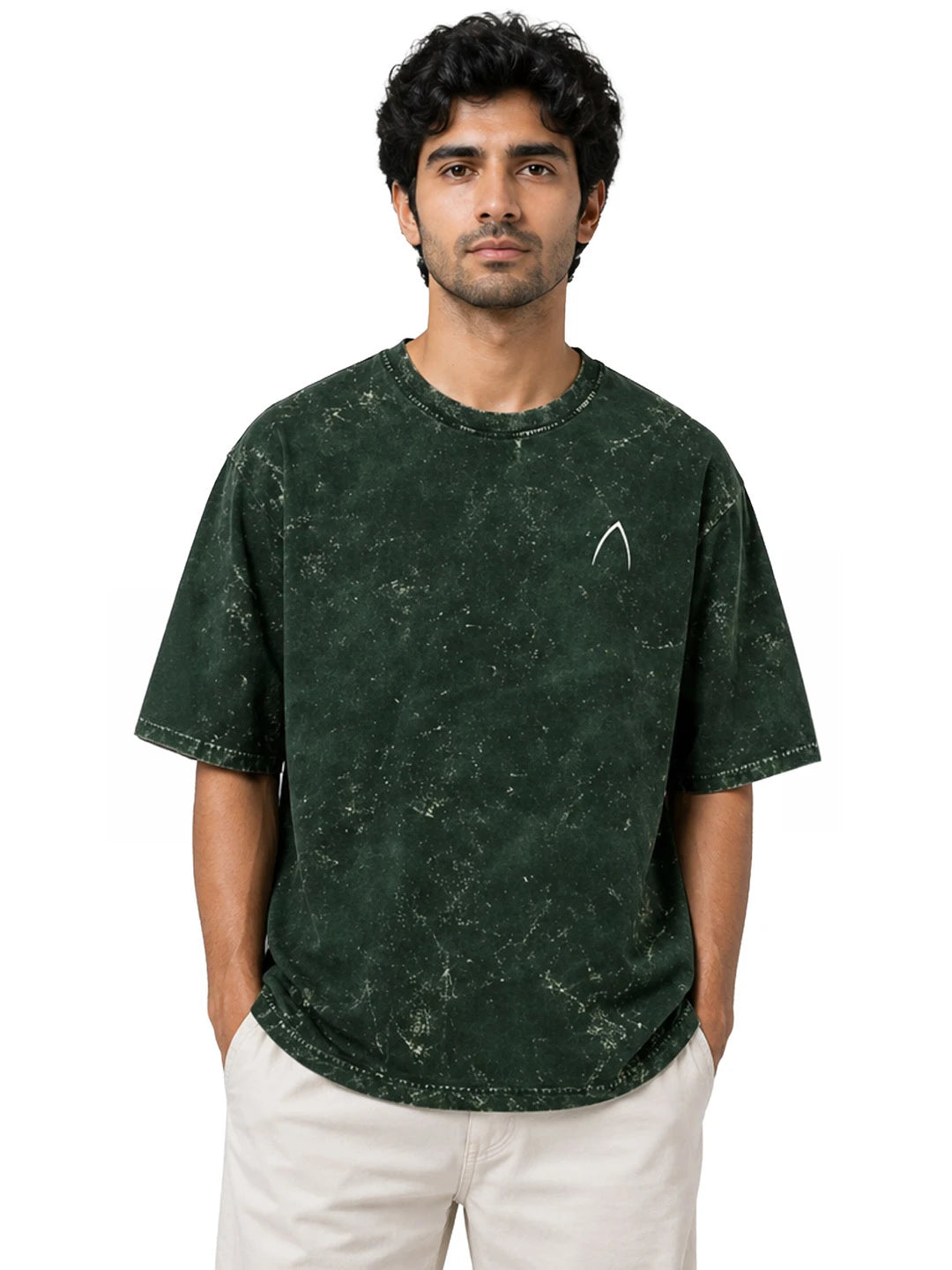 Arya Bottle Green Oversized Zodiac Scorpio Print Half Sleeve Cotton T-Shirt