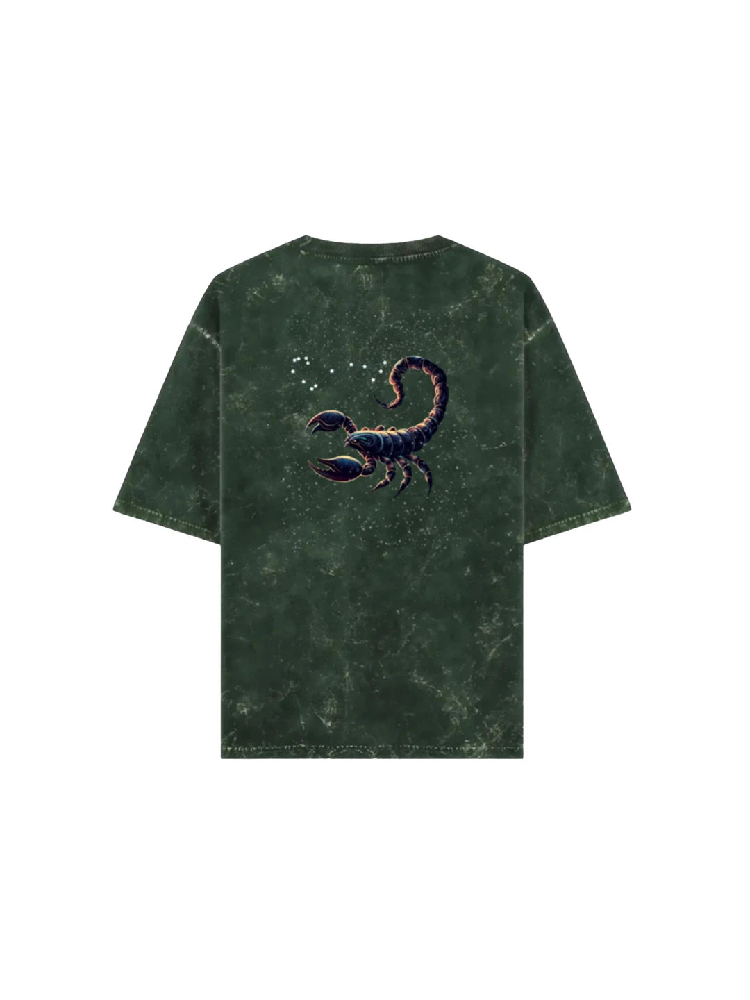 Arya Bottle Green Oversized Zodiac Scorpio Print Half Sleeve Cotton T-Shirt