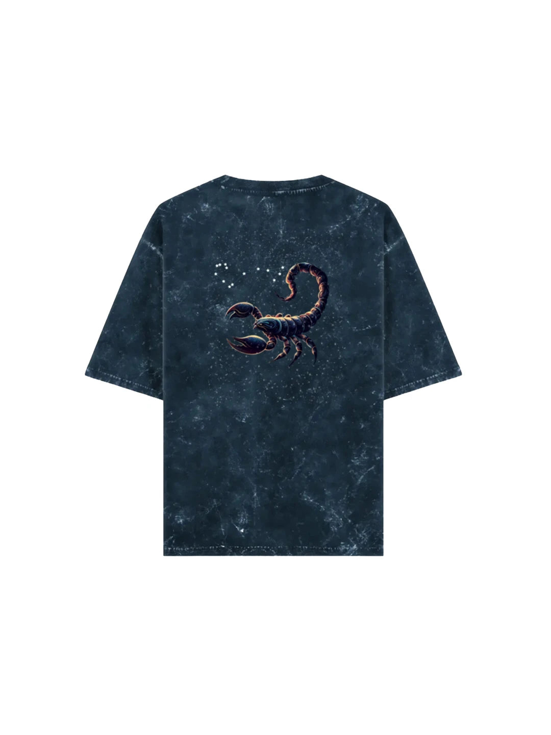 Arya Navy Blue Oversized Zodiac Scorpio Print Half Sleeve Cotton T-Shirt