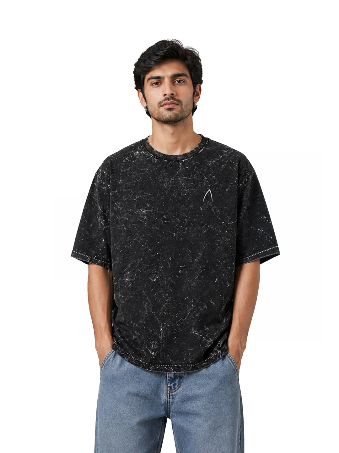 Arya Black Oversized Zodiac Taurus Print Half Sleeve Cotton T-Shirt