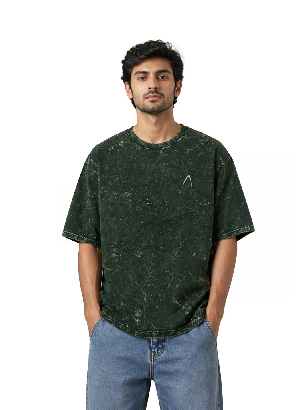 Arya Bottle Green Oversized Zodiac Taurus Print Half Sleeve Cotton T-Shirt