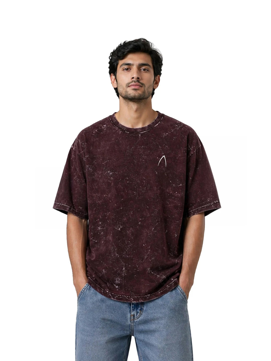 Arya Maroon Oversized Zodiac Taurus Print Half Sleeve Cotton T-Shirt
