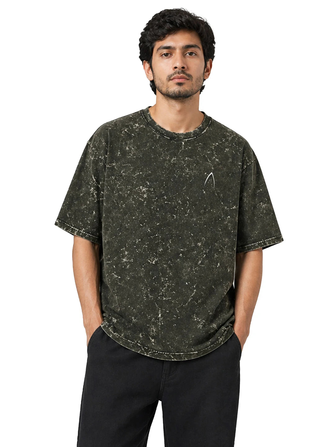 Arya Olive Green Oversized Zodiac Taurus Print Half Sleeve Cotton T-Shirt