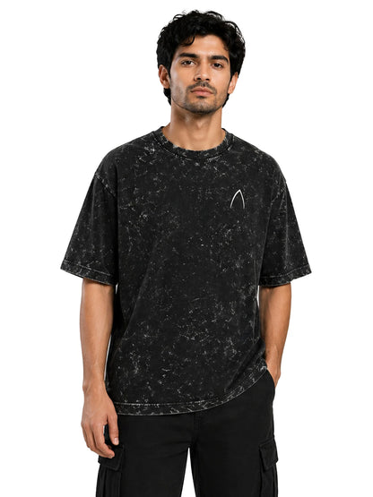Arya Black Oversized Zodiac Virgo Print Half Sleeve Cotton T-Shirt