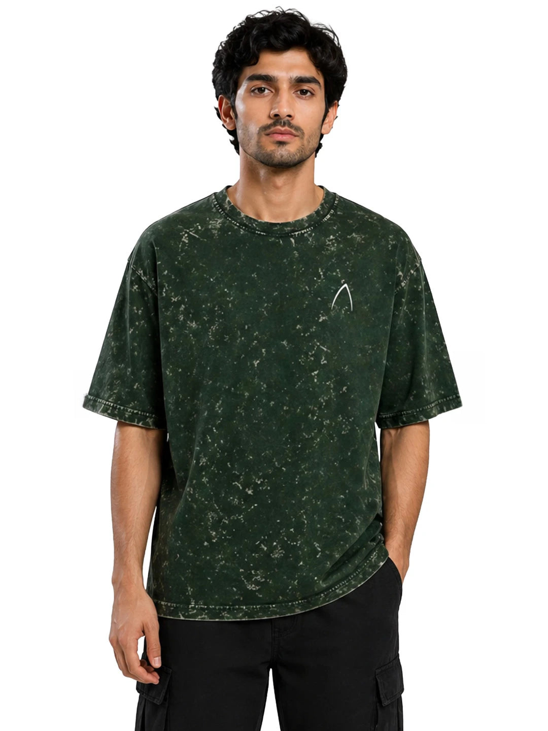 Arya Bottle Green Oversized Zodiac Virgo Print Half Sleeve Cotton T-Shirt