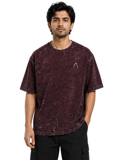 Arya Maroon Oversized Zodiac Virgo Print Half Sleeve Cotton T-Shirt