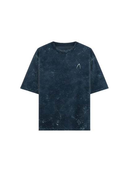 Arya Navy Blue Oversized Zodiac Virgo Print Half Sleeve Cotton T-Shirt