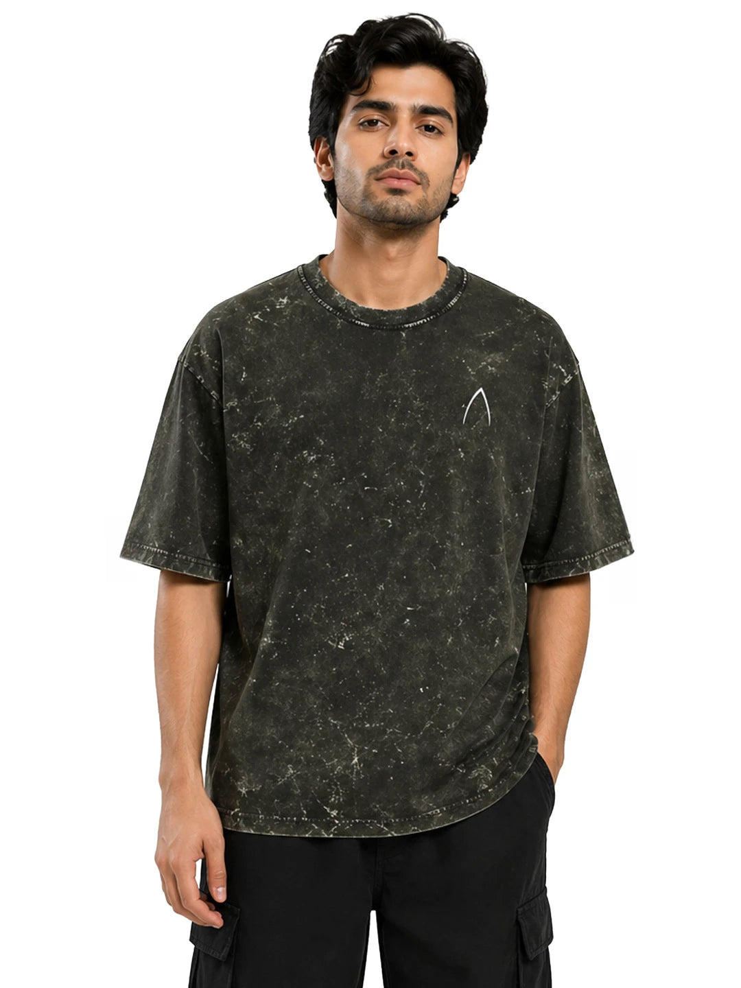 Arya Olive Green Oversized Zodiac Virgo Print Half Sleeve Cotton T-Shirt