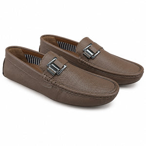 Shoe Bazar Tan Genuine Leather Loafers for Men - 6