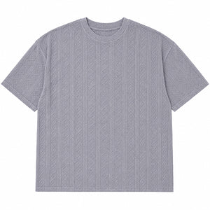 House Of Koala Grey Textured Round Neck Oversized T-Shirt - m
